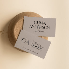 Tarjeta De Visita Elegante Gris Minimalista Nuetral Boho Moda modern