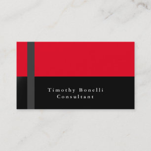 Tarjeta De Visita Elegante Gris Negro Rojo Moderno Profesional Senci
