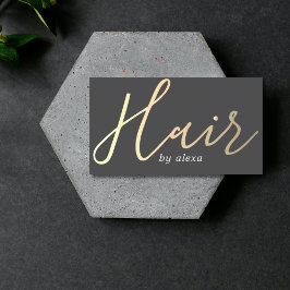Tarjeta De Visita Elegante Gris Oscuro Dorado Negrita Estilo de pelo