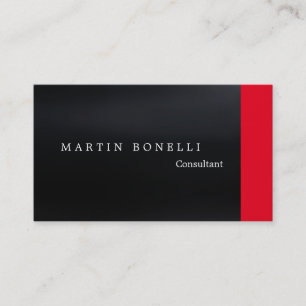 Tarjeta De Visita Elegante Gris Oscuro Rojo Liso Limpio