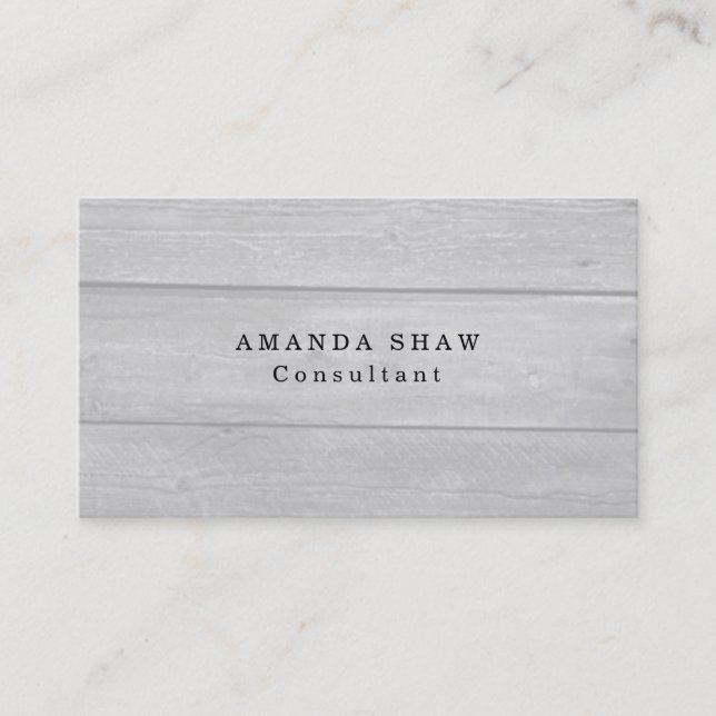 Tarjeta De Visita Elegante Gris Wood Clásico Profesional Creativo (Anverso)
