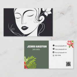 Tarjeta De Visita Elegante Groovy Floral Moderno - De dos caras de m