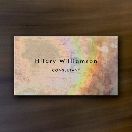 Tarjeta De Visita Elegante Grunge Kraft Beige Holograph Rainbow Guay