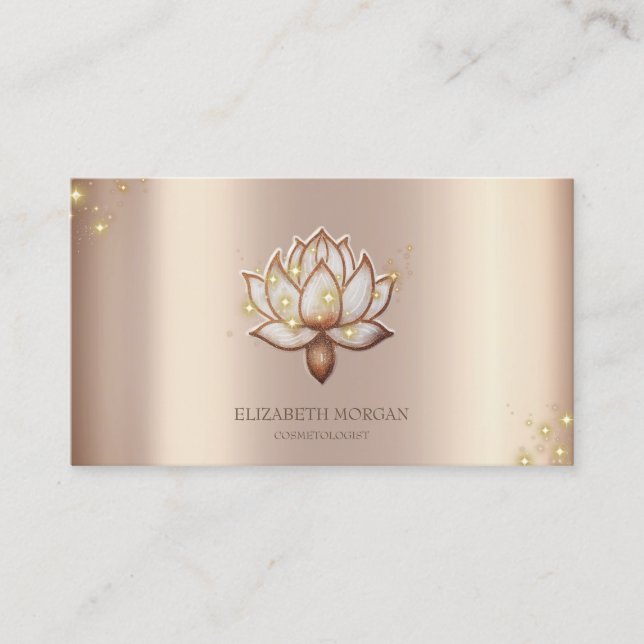 Tarjeta De Visita Elegante Guay Sparkle Brown Lotus (Anverso)