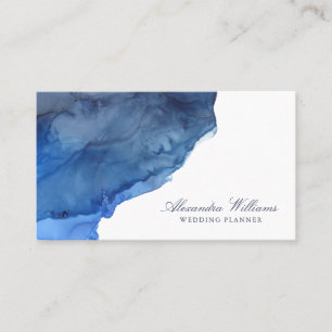 Tarjeta De Visita Elegante guión acuarela azul moderno profesional