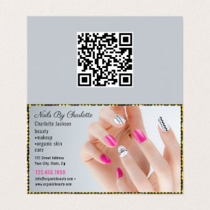Tarjeta De Visita Elegante guión brillo dorado arte de uñas de colla
