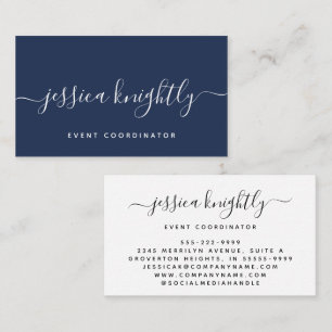 Tarjeta De Visita Elegante guión caligrafía Swash Minimalista