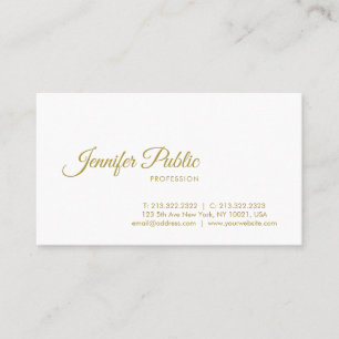 Tarjeta De Visita Elegante guión de caligrafía de oro planicie minim