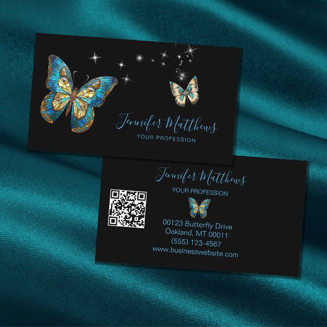Tarjeta De Visita Elegante guión de código QR para mariposa (Subido por el creador)