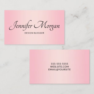 Tarjeta De Visita Elegante guión de color rosa pálido