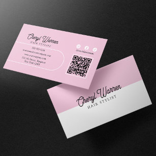 Tarjeta De Visita Elegante guión de estilo hairístico código QR míni