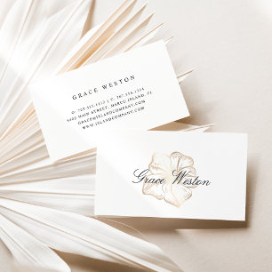 Tarjeta De Visita Elegante guión de flores de hibiscus Gold