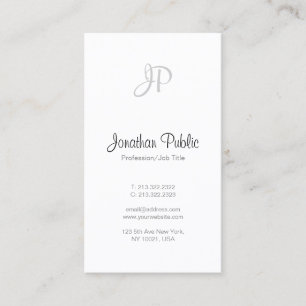 Tarjeta De Visita Elegante guión de mano libre Monograma moderno sup