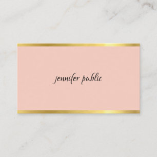 Tarjeta De Visita Elegante Guión De Mano Rosa Y Oro Profesional