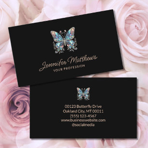 Tarjeta De Visita Elegante guión de mariposa negro