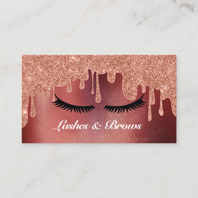 Tarjeta De Visita Elegante guión dorado Belleza de maquillaje (Anverso)