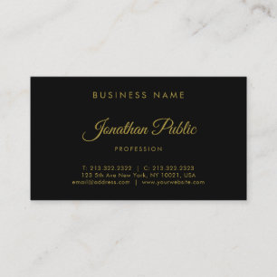 Tarjeta De Visita Elegante guión dorado caligrafiado profesional
