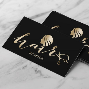 Tarjeta De Visita Elegante guión elegante de Chica de oro y de diseñ