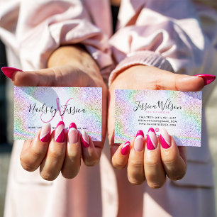 Tarjeta De Visita Elegante guión elegante del arcoiris holográfico p