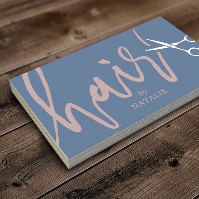 Tarjeta De Visita Elegante guión elegante estilo pelo Dusty Salón ro (Subido por el creador)
