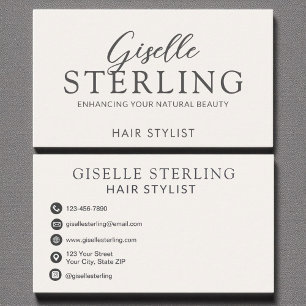 Tarjeta De Visita Elegante guión estilo peinado neutro