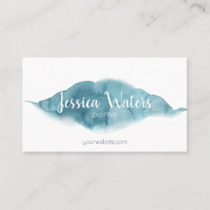 Tarjeta De Visita Elegante guión femenino acuarela azul