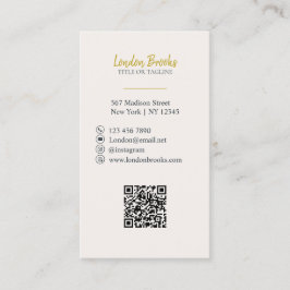 Tarjeta De Visita Elegante guión floral oro | Código QR de medios so