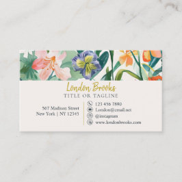 Tarjeta De Visita Elegante guión floral oro | Medios sociales