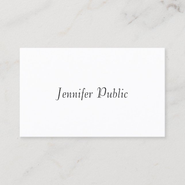 Tarjeta De Visita Elegante guión manuscrito moderna plantilla simple (Anverso)