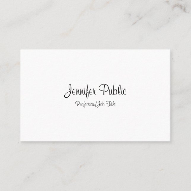 Tarjeta De Visita Elegante guión manuscrito moderno Guay plano limpi (Anverso)