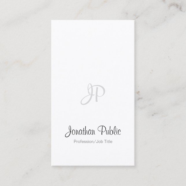 Tarjeta De Visita Elegante guión manuscrito moderno monograma simple (Anverso)