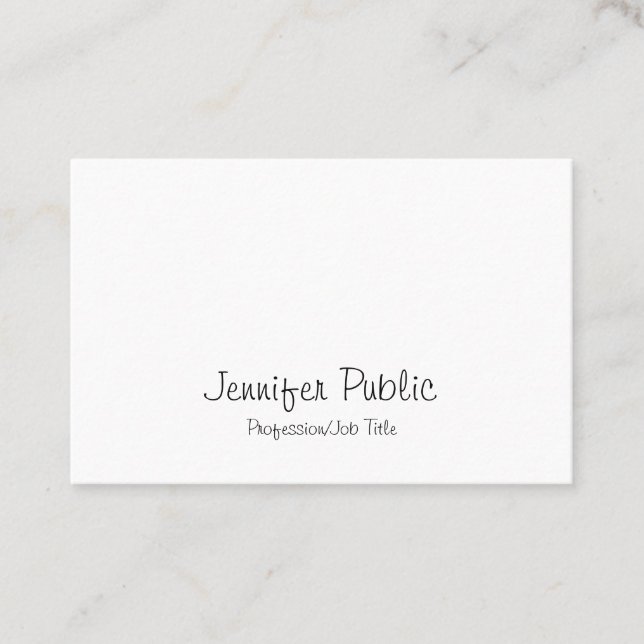 Tarjeta De Visita Elegante guión moderno de mano libre limpio elegan (Anverso)