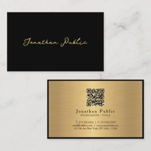 Tarjeta De Visita Elegante guión moderno Negro Oro Oceanía Tamaño