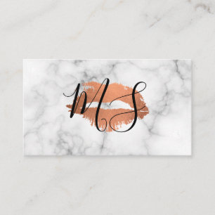 Tarjeta De Visita Elegante guión monograma glamour besa mármol