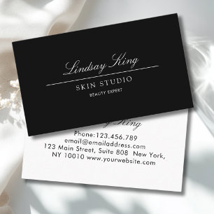Tarjeta De Visita Elegante guión Negocio de Salón Negro