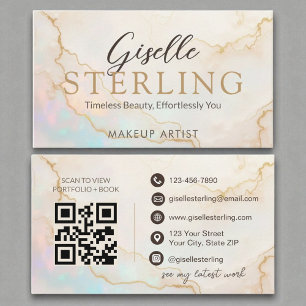 Tarjeta De Visita Elegante Guión Opal de Piedra Moderno Código QR