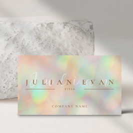 Tarjeta De Visita Elegante guión Pastel Purpurina Belleza holográfic