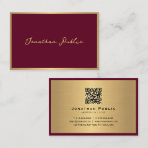 Tarjeta De Visita Elegante guión profesional Bordeaux Gold European