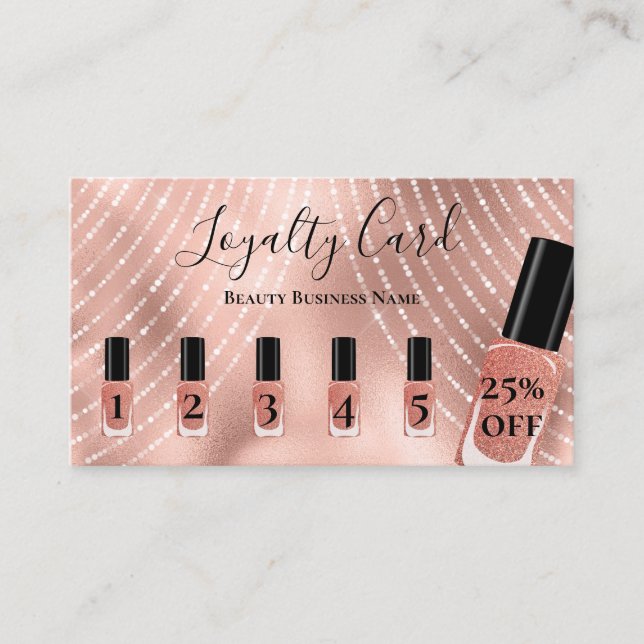 Tarjeta De Visita Elegante guión Rosa de oro Lealtad del cliente (Anverso)