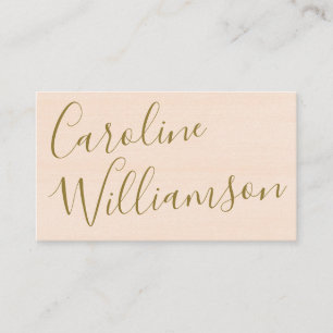 Tarjeta De Visita Elegante guión Rosa Melocotón y Dorado Personaliza