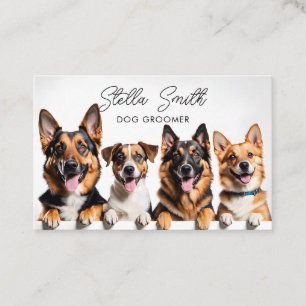 Tarjeta De Visita Elegante guión simple Perro Grooming y Mascota Sit