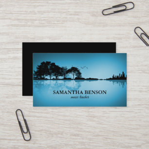 Tarjeta De Visita Elegante Guitar Lago Sombra Paisaje Música Amor