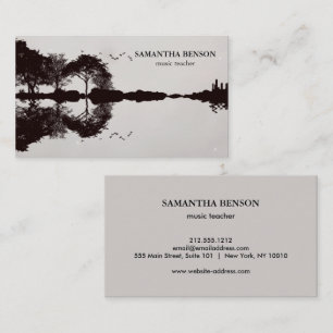 Tarjeta De Visita Elegante guitarra paisaje sombra lago música amor 