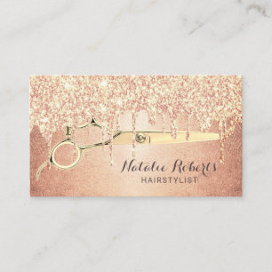Tarjeta De Visita Elegante Hair Rosa Elegante Dorado Dris Salón De B