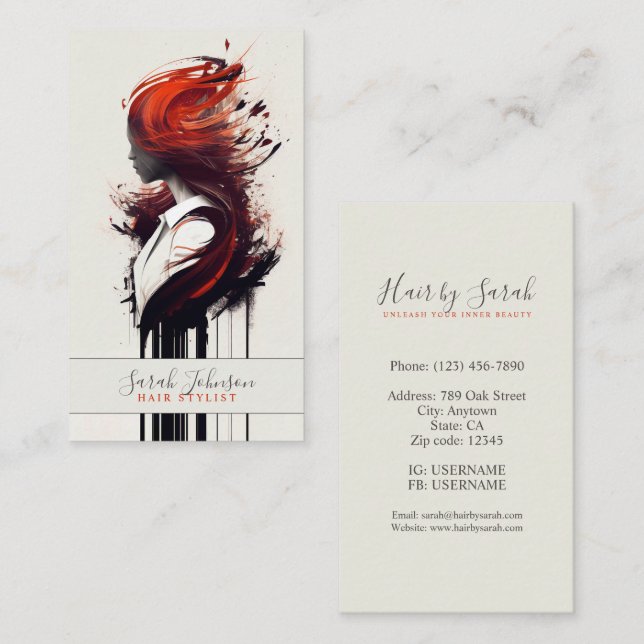 Tarjeta De Visita Elegante Hair Stylist Business Card (Anverso / Reverso)