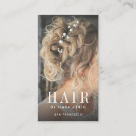 Tarjeta De Visita Elegante Hair Stylist Cascading Hair Photo