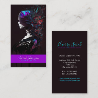 Tarjeta De Visita Elegante Hair Stylist Digital Art Card