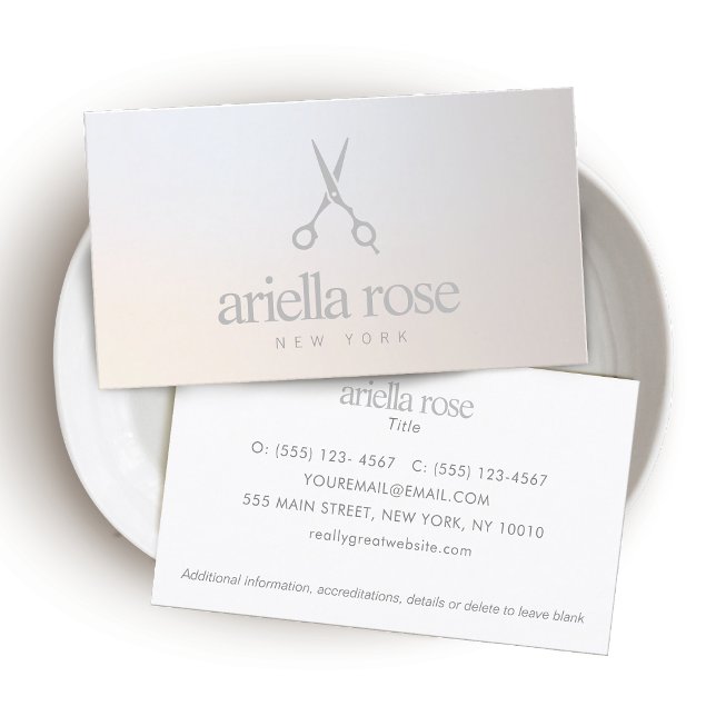 Tarjeta De Visita Elegante Hairstylista Tijeras Gradiente Luminoso (Subido por el creador)