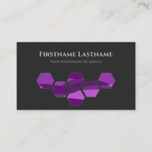Tarjeta De Visita Elegante hexágono de ondas violeta gris oscuro