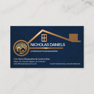 Tarjeta De Visita Elegante Hogar Hogar Azul Grunge Texturista